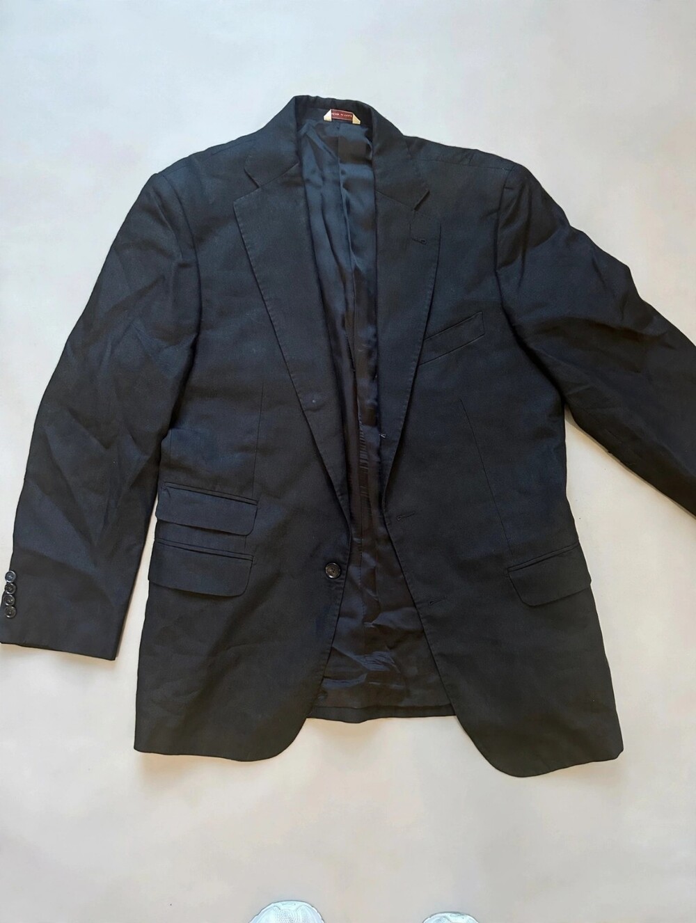 Andrew Carrington Men's Black 100% Linen Sport Coat Blazer 42 Made in Italy
